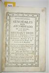 (LIMA--1754.) Lobo Guerrero, Bartolomé; complier. Constituciones synodales del arçobispado de los Reyes en el Peru.